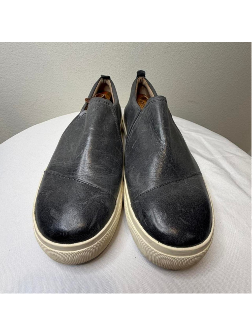 Taos black leather slip-on sneakers with cream sole #slipons #leather